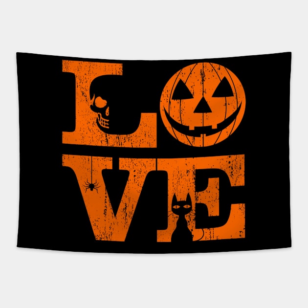 Love Halloween Distressed Tapestry by grendelfly73