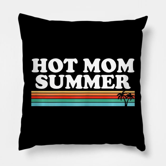 s Hot Mom Summer Retro Palm Tree Pillow by fatmehedo8