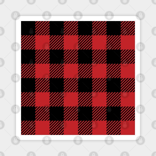 Red and Black buffalo plaid Magnet by Sanworld