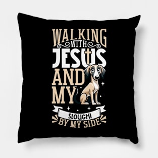 Jesus and dog - Arabian Greyhound Pillow