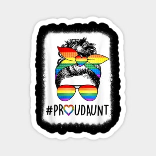 Proud Aunt Messy Bun Rainbow Lgbt Mom Magnet