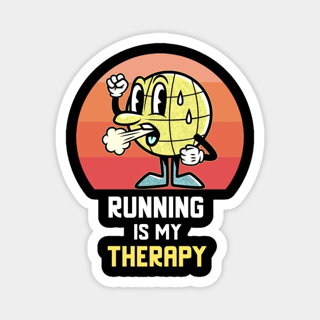 Running Is My Therapy Vintage Retro Motivational Magnet by Dogefellas