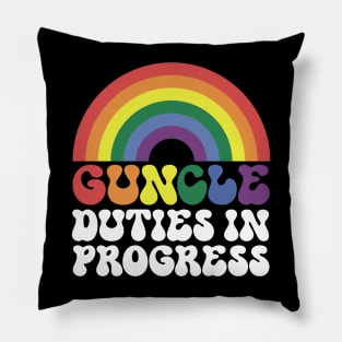 Guncle Duties in Progress Rainbow – lgbt gay uncle Guncle's Day  humorous brother gift Pillow