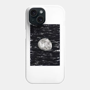 Partial Moon By Night Black & White. For Moon Lovers. Phone Case