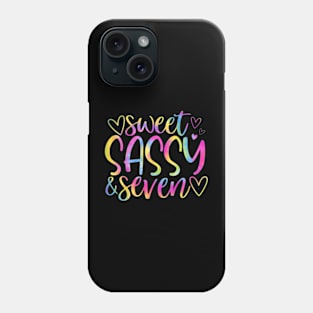 Kids 7Th Birthday Sweet Sassy And Seven Girls 7 Years Old Tie Dye Phone Case