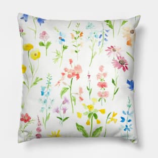 colorful spring garden watercolor painting Pillow