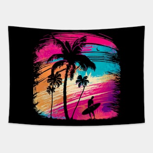 Surfing Tropicool Paradise Tapestry