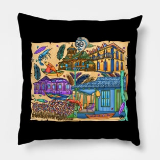 Cute Skull- Dia De Los Muerto - Goa Nostalgia - architecture of Goa Pillow