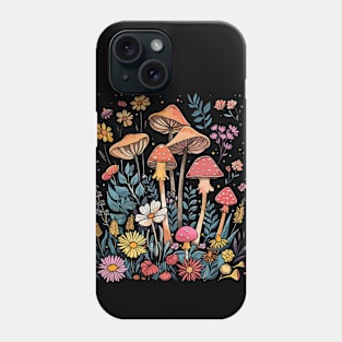 Mushrooms And Cozy Purple Flowers For Mushroom Lovers and Garden Floral Motifs Art Phone Case