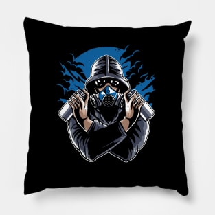 Gas Mask Graffiti Pillow