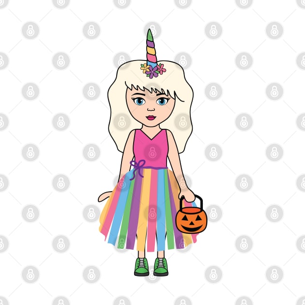 Unicorn Trick or Treat Halloween Girl 1 by PLLDesigns