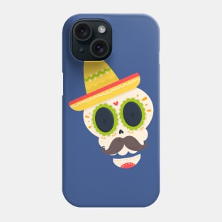 Halloween Skull with Sombrero and Mustache Phone Case