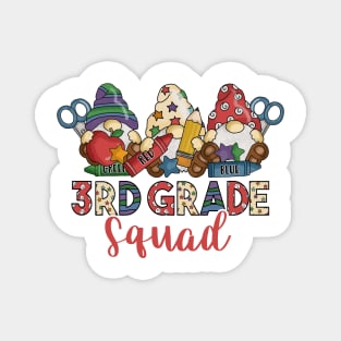 Cute Gnomes Funny 3rd Grade Squad Back To School Teacher Gift Magnet