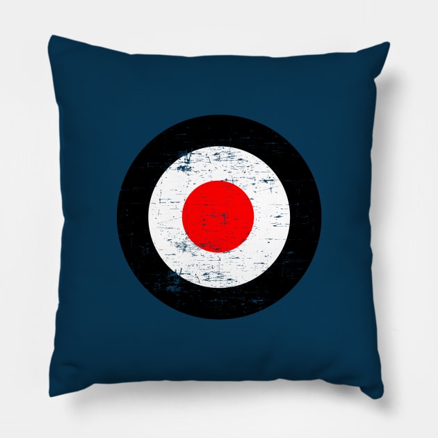 Mod target roundel black red Pillow by Lefteris