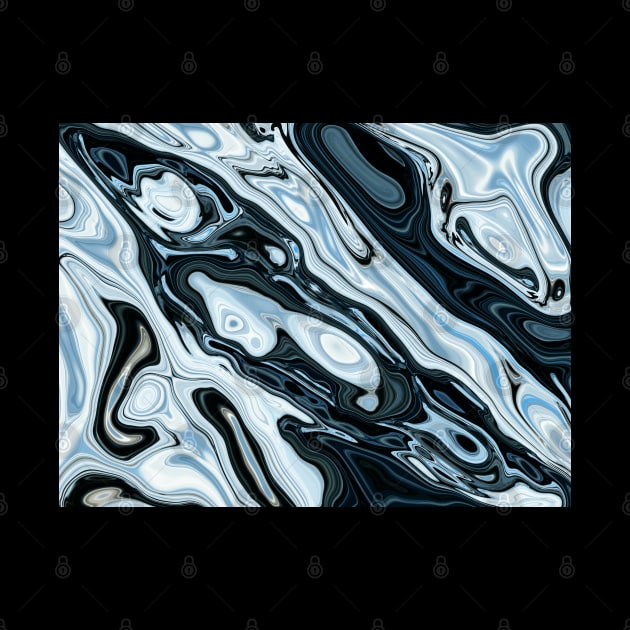 Liquid Marble Cool Blue and Black by Anna