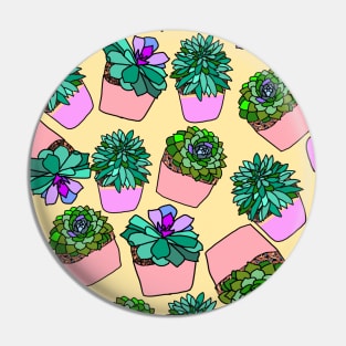 Cactus Print Pattern on a Yellow Background Pin