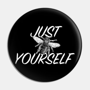 Hand drawn Bee with 3D effect for dark  background colors with Just bee yourself quote Pin