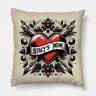 Stacy's Mom tattoo heart color variant | emo goth tattoo ink aesthetic Pillow