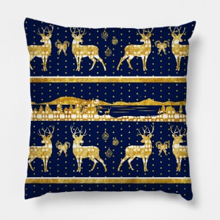 gold winter deer christmas Pillow