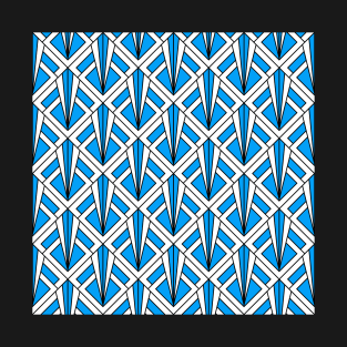 Art Deco Pattern no 87 - Blue - Geometric Pattern T-Shirt