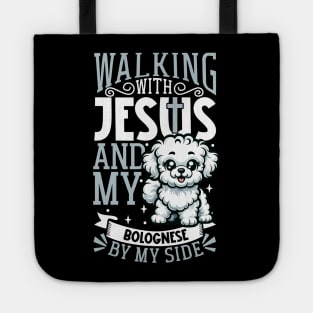 Jesus and dog - Bolognese dog Tote