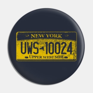 Upper West Side Zip Code 10024 (New York License Plate) Pin