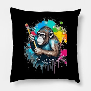 Monkey painter Pillow