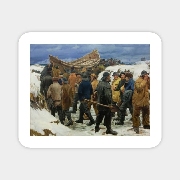 The Lifeboat is Taken through the Dunes - Michael Peter Ancher Magnet by themasters