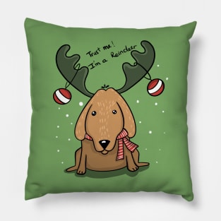 Golden Retriever Dressed Up As Christmas Deer Pillow