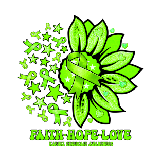 Kabuki Syndrome Awareness - Faith love hope sunflower ribbon T-Shirt