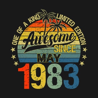 Vintage 39 Years Old May 1983 Decorations 39th Birthday T-Shirt