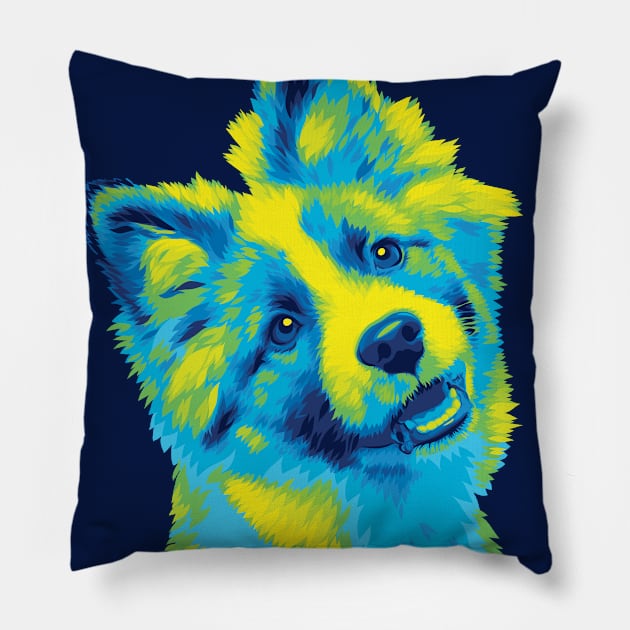 Cool Colored Fluff Pupp Pillow by polliadesign