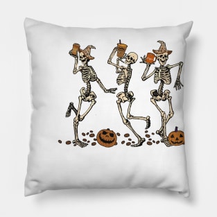 Horror Coffee Skeletons Pillow