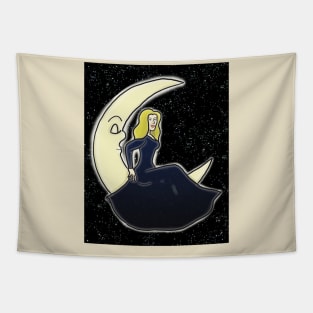 Moon Woman with background Tapestry