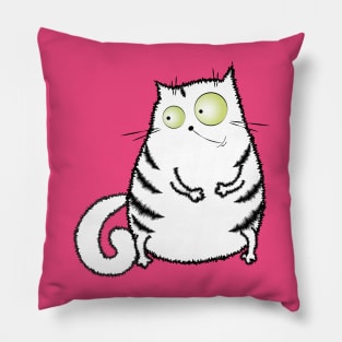 Cute crazy white cat Pillow