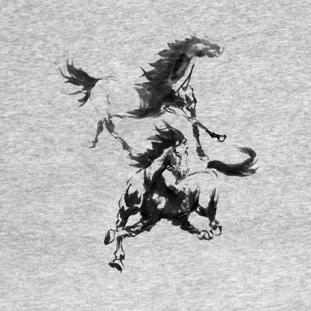 Horses Ink Painting Sumi Ink Painting Kids T Shirt Teepublic