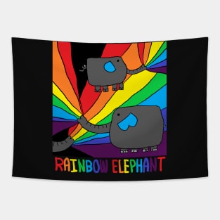 rainbow elephant Tapestry