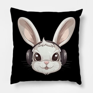 Rabbit With Headphones Pillow