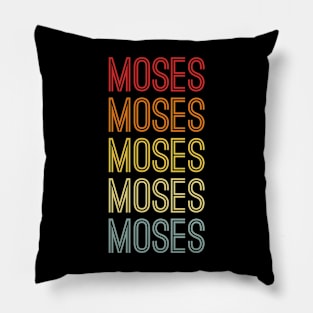 Moses Name Vintage Retro Pattern Pillow