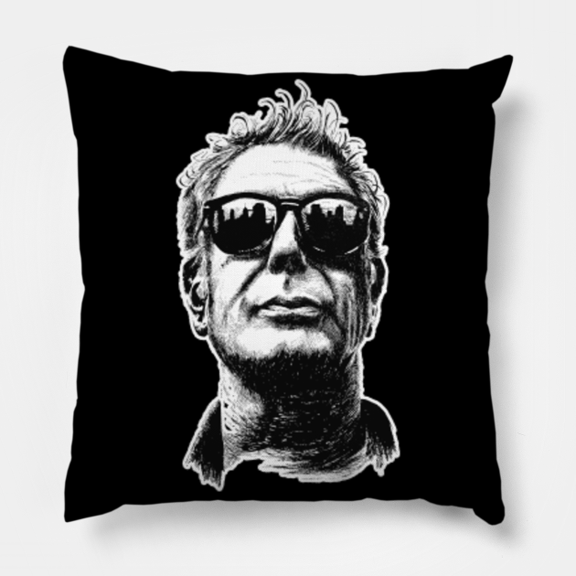 Anthony Bourdain Retro Black - Anthony Bourdain - Pillow | TeePublic