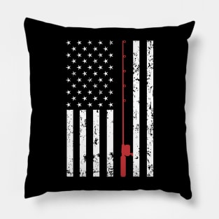 American Flag Fishing Shirt Vintage Fishing Tshirt T-Shirt Pillow