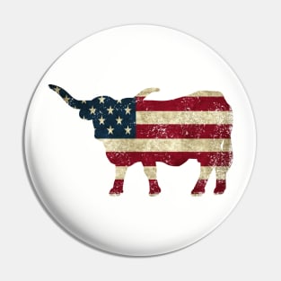 American Flag Longhorn Cattle Pin