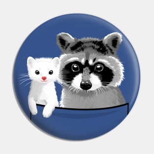 Raccoon and ferret in pocket Pin