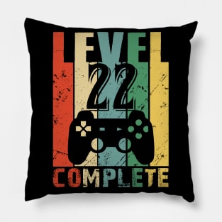 Vintage 22th Wedding Anniversary Level 22 Complete Video Gamer Birthday Gift Ideas Pillow