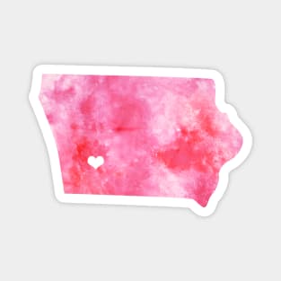 Iowa state watercolor map watercolor Watercolour pink heart Magnet