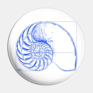 Fibonacci on a nautilus shell (blue) Pin