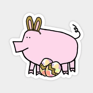 Funny Easter Bunny Ears on Pig Magnet