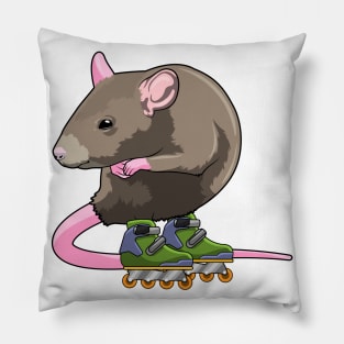 Mouse as Inline skater with Inline skates Pillow