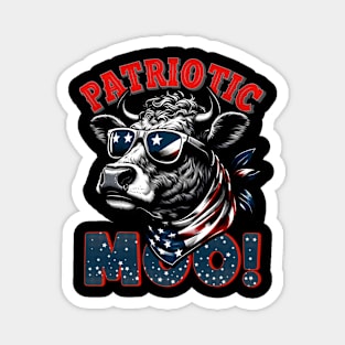 Red White and Moo Patriotic Cow USA Flag Magnet
