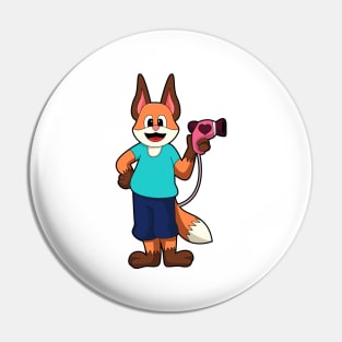 Fox as Hairdresser with Hairdryer Pin